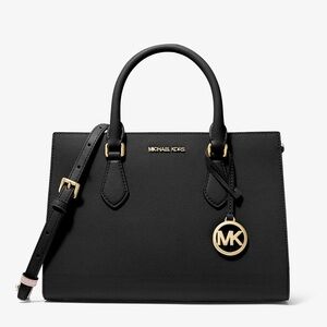 Sheila Medium Faux Saffiano Leather Satchel and Black Coin Purse